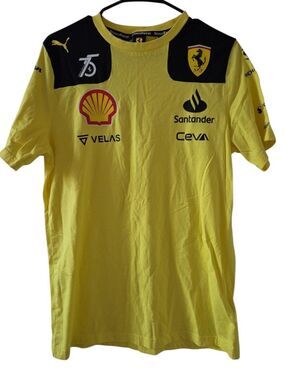 Official Ferrari Puma Monza 2022 Special Yellow Team Edition F1 Mens Issue Shirt